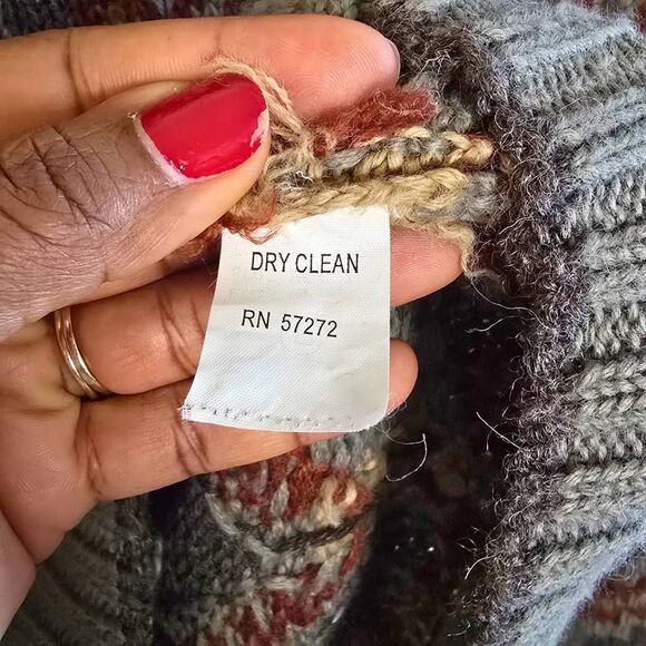 Vintage Perry Ellis Sweater Mens Size Large Burgundy Wool Tribal Knit Grunge 90s - Picture 11 of 14